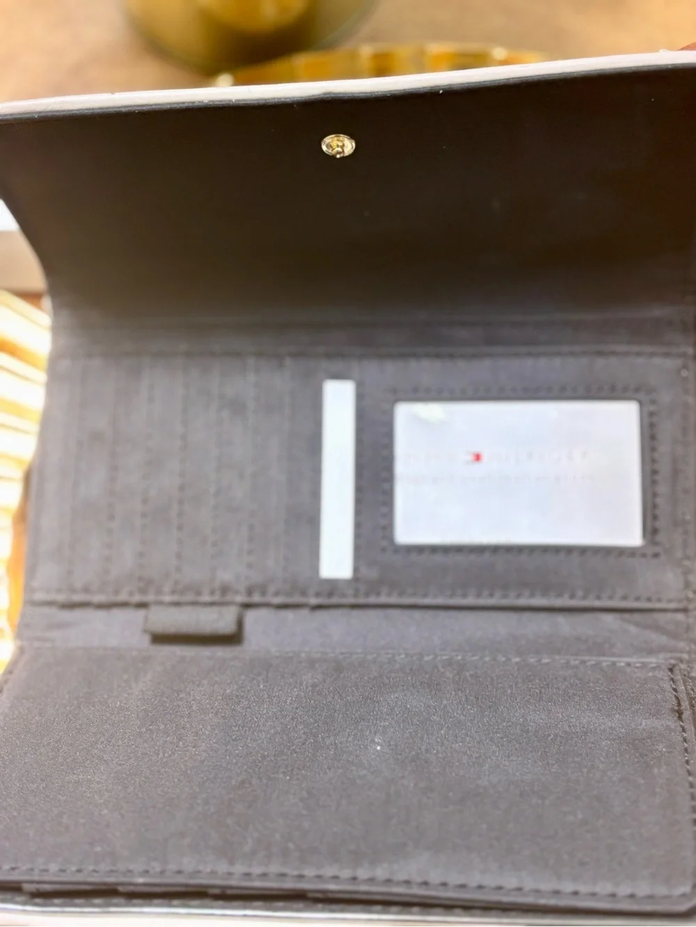 Tommy Hilfiger Black Wallet with Cream Trim and Gold Logo